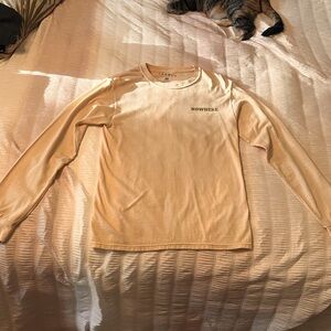 Small light yellow PacSun long sleeve shirt with cool ‘Nowhere’ graphics